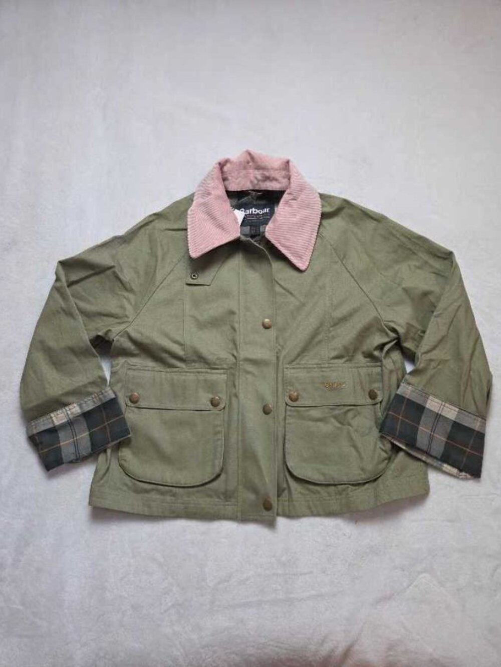 New US 12 (UK 16) Barbour x Anthropologie Beadnell cropped jacket in olive